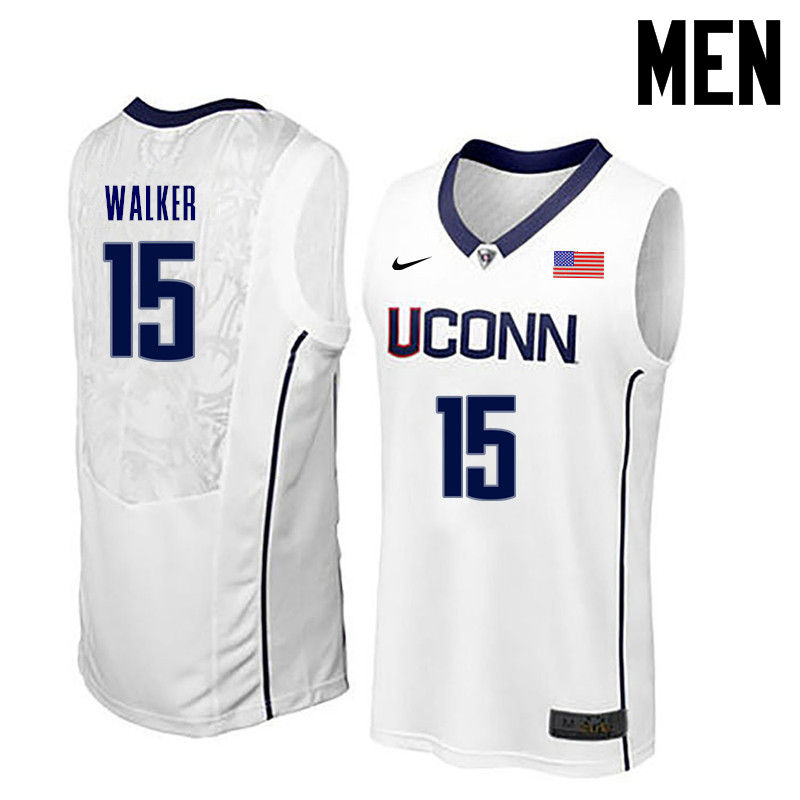 Men Uconn Huskies #15 Kemba Walker College Basketball Jerseys-White